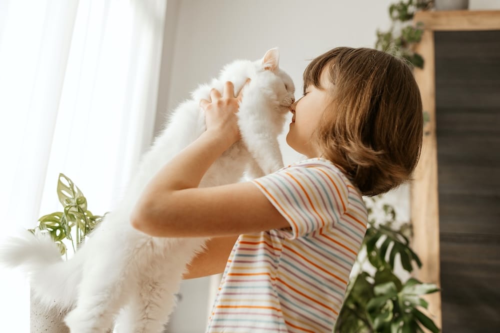 Parents managing pet allergies in children.
